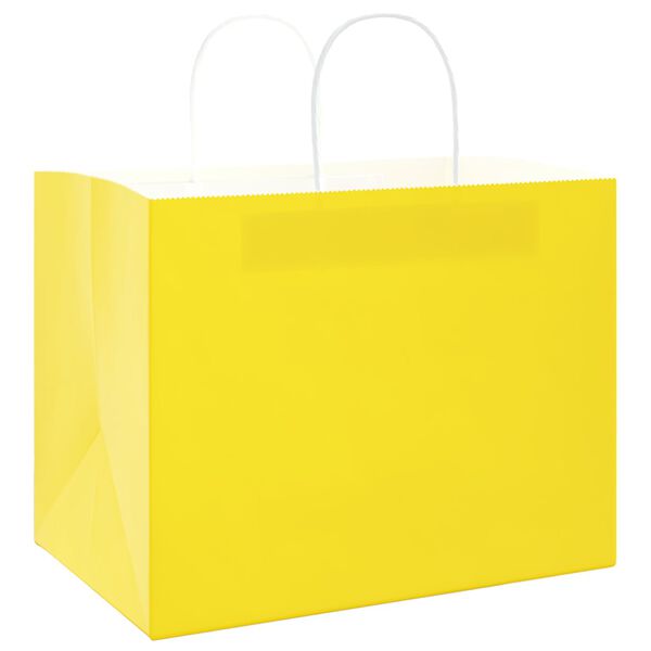 vidaXL Sacchetti di Carta 250 pz con Manici Gialli 32x22x24 cm