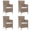 vidaXL Sedie da Giardino con Cuscini 4 pz in Polyrattan Beige