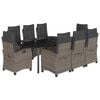 vidaXL Set da Pranzo da Giardino 9 pz con Cuscini in Polyrattan Grigio