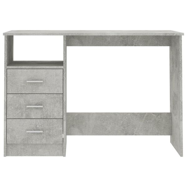 vidaXL Scrivania Cassetti Grigio Cemento 110x50x76cm Legno Multistrato