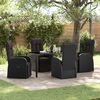vidaXL Set da Pranzo per Giardino con cuscino 5 pcs Nero polyrattan