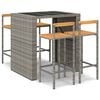 vidaXL Set Bar Giardino 5pz Grigio Polyrattan e Legno Massello Acacia