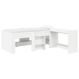 vidaXL Letto alto per bambini con scrivania 2 pz Bianco