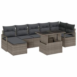 vidaXL Set Divano da Giardino 8 pcs Grigio Poly Rattan