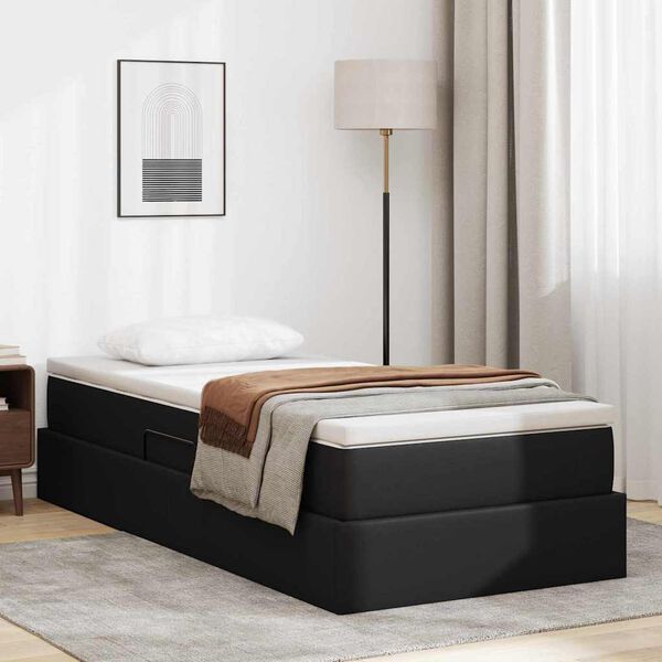 vidaXL Letto con contenitore e materasso Nero 90 x 200 cm