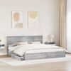 vidaXL Letto con Contenitore con testiera Grigio Sonoma 200 x 200 cm