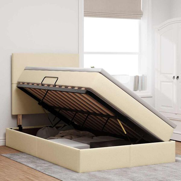 vidaXL Letto con Contenitore Crema 120 x 200 cm Pelle Sintetica
