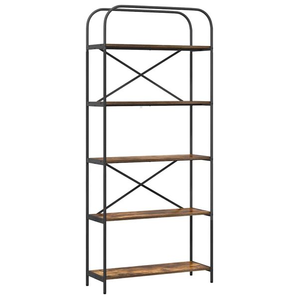 vidaXL Libreria Rovere fum&eacute; 80 x 30 x 183 cm Legno multistrato