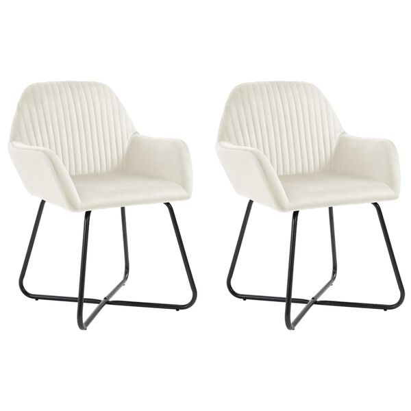 vidaXL Sedie da Pranzo 2 pz Crema in Velluto