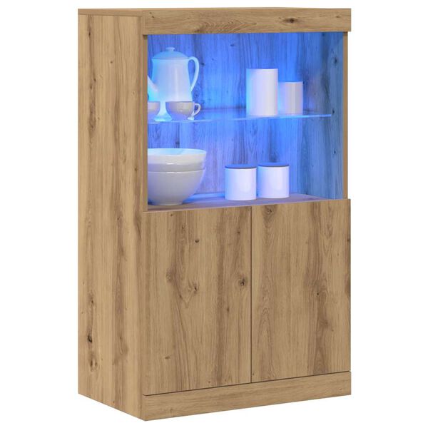 vidaXL Madia LED Marrone 60 x 37 x 100 cm Legno multistrato