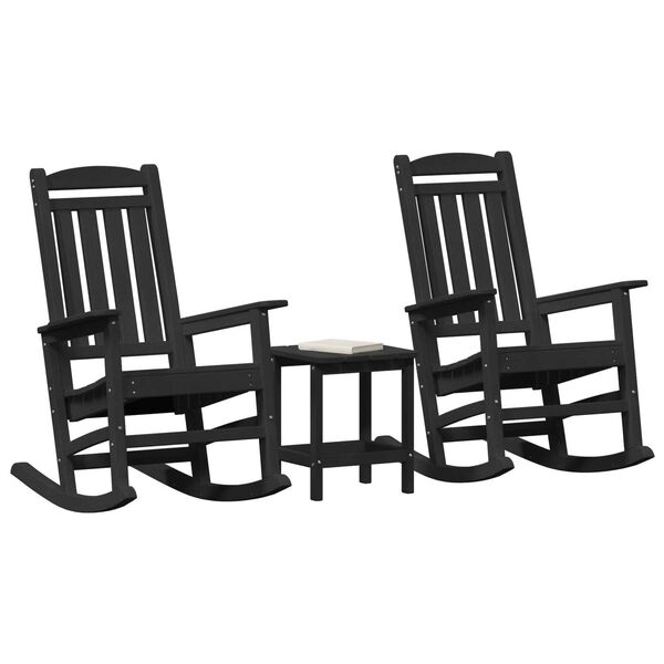 vidaXL Sedia a dondolo da giardino 3 pcs Nero 38 x 38 x 46cm Plastica