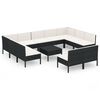 vidaXL Set Divani da Giardino 12 pz con Cuscini in Polyrattan Nero