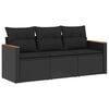 vidaXL Set Divani da Giardino 3 pz con Cuscini in Polyrattan Nero