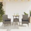 vidaXL Set Pranzo da Giardino 3pz con Cuscini Polyrattan Acacia Grigio