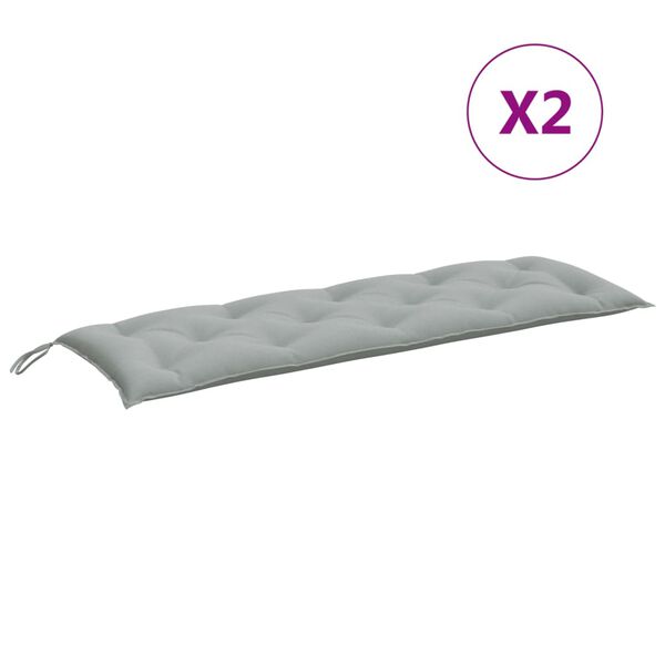 vidaXL Cuscini Panca Giardino 2pz Grigio Chiaro M&eacute;lange 150x50x7 cm