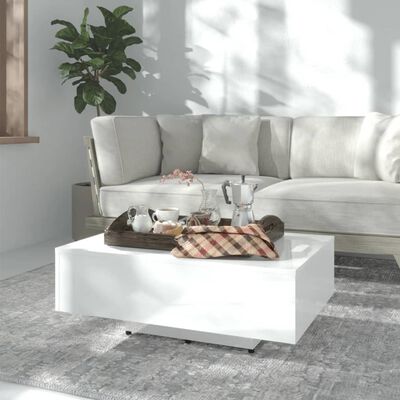 vidaXL Tavolino da Salotto Bianco Lucido 85x55x31 cm Legno Multistrato