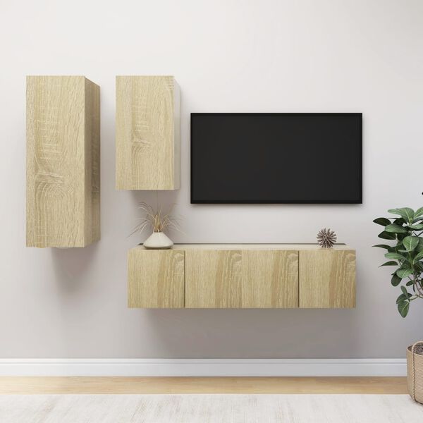 vidaXL Set di Mobili Porta TV 4 pz Rovere Sonoma in Legno Multistrato