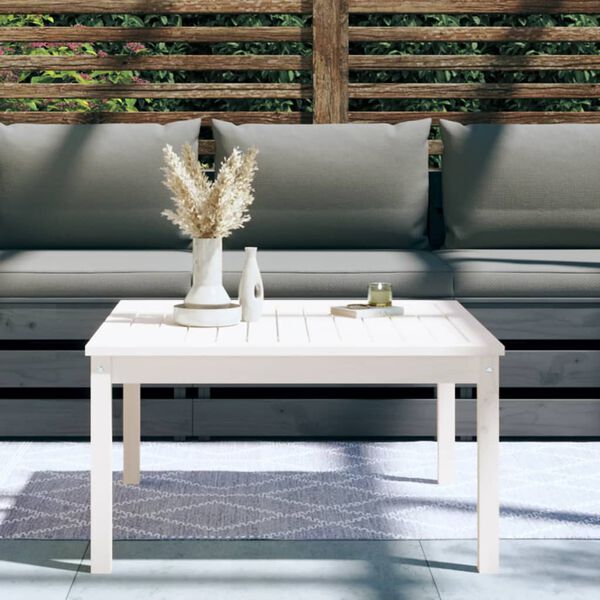 vidaXL Tavolo da Giardino Bianco 82,5x82,5x45cm Legno Massello di Pino