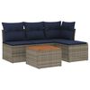 vidaXL Set Divani da Giardino 5 pz con Cuscini Grigio in Polyrattan