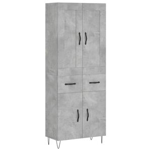 vidaXL Credenza Grigio Cemento 69,5x34x180 cm in Legno Multistrato