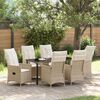 vidaXL Set da Pranzo per Giardino con cuscino 7 pcs Beige polyrattan