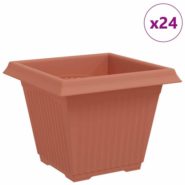 vidaXL Vaso quadrato per fiori 24 pcs Rosso Mattone 43 x 43 x 33.5 cm