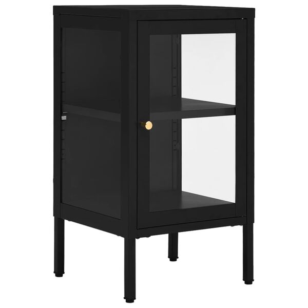 vidaXL Credenza Nera 38x35x70 cm in Acciaio e Vetro