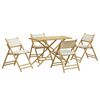 vidaXL Set da Bistrot Pieghevole 5 pz Cuscini Bianco Crema in Bamb&ugrave;