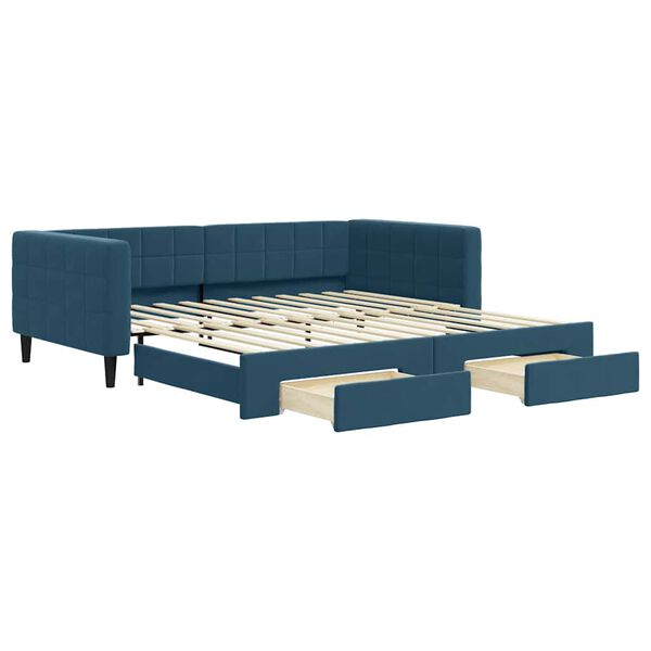 vidaXL Divano Letto Estraibile con Cassetti Blu 100x200 cm in Velluto