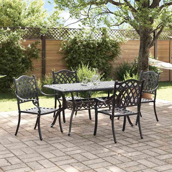 vidaXL Set da Pranzo per Giardino 5 pcs Nero Alluminio