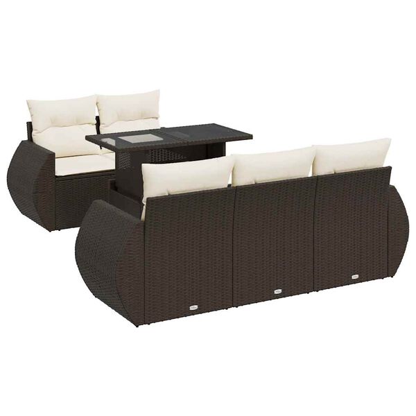 vidaXL Set Divano da Giardino 6 pz con Cuscini Marrone in Polyrattan