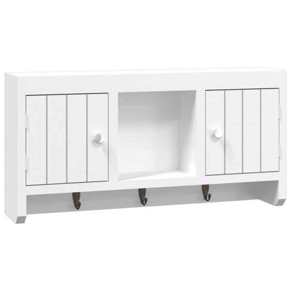 vidaXL Armadietto per Chiavi Bianco 40x8,5x20 cm in Legno e Acciaio