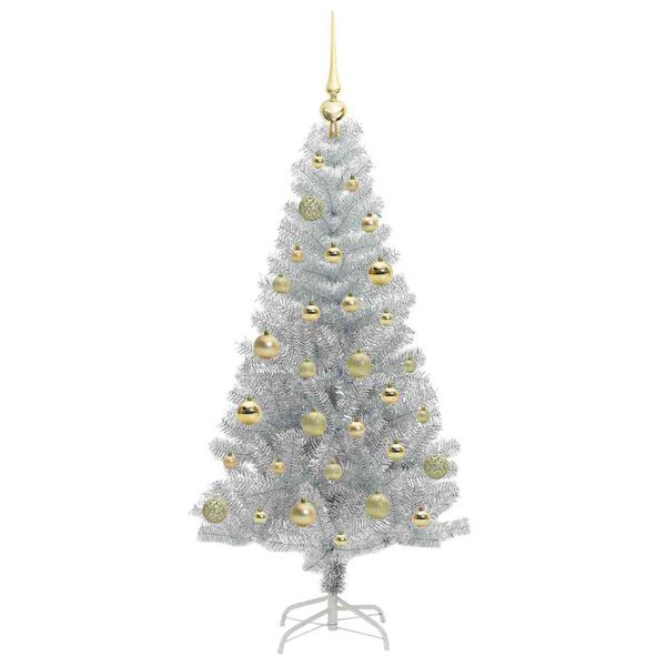 vidaXL Albero di Natale con 150 LED con supporto Argento 150 cm PET