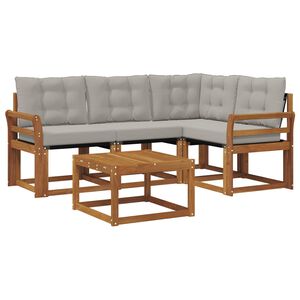 vidaXL Set di divani da esterno 5 pz Grigio Naturale e Chiaro