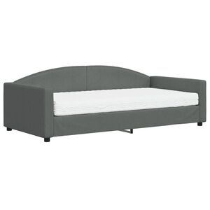 vidaXL Divano Letto con Materasso Grigio Scuro 100x200 cm in Tessuto
