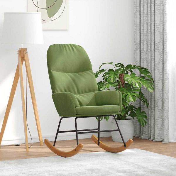 vidaXL Sedia a Dondolo Verde Chiaro in Velluto