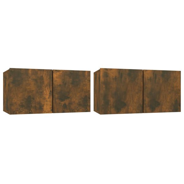 vidaXL Set di Mobili Porta TV 4 pz Rovere Fumo in Legno Multistrato