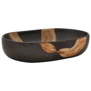 vidaXL Lavabo da Appoggio Nero Ovale 59x40x14 cm Ceramica