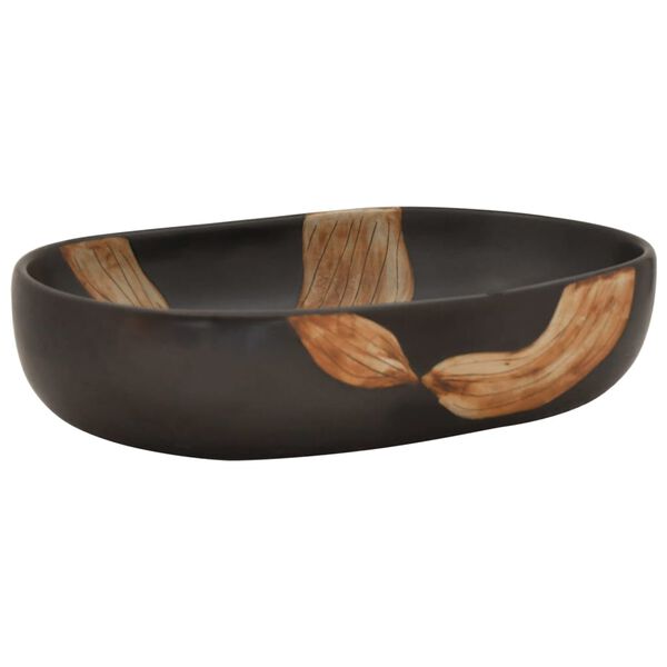 vidaXL Lavabo da Appoggio Nero Ovale 59x40x14 cm Ceramica