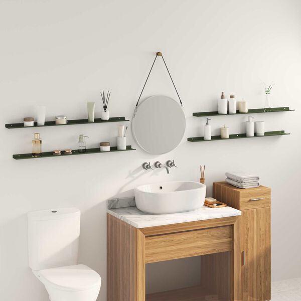 vidaXL Mensola sospesa 4 pcs Verde oliva 100 x 9 x 2,5 cm Acciaio