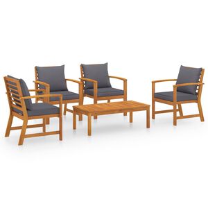 vidaXL Set Divani da Giardino 5 pz con Cuscini in Massello di Acacia