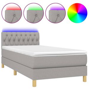 vidaXL Letto a Molle Materasso e LED Grigio Chiaro 100x200 cm Tessuto