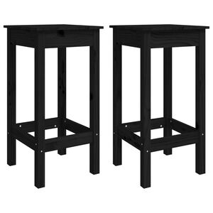 vidaXL Sgabelli da Bar 2 pz Neri 40x40x78 cm Legno Massello di Pino