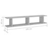 vidaXL Mensole Parete 2pz Grigio Cemento 105x18x20cm Legno Multistrato