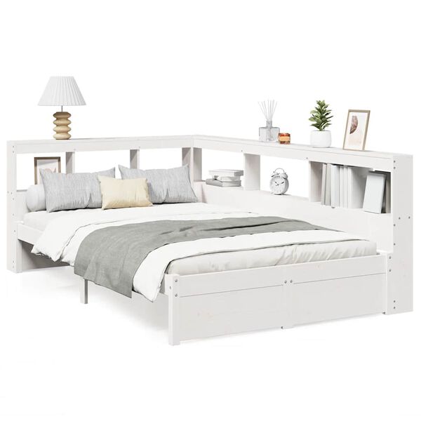 vidaXL Letto Libreria senza Materasso Bianco 90x190 cm Massello Pino
