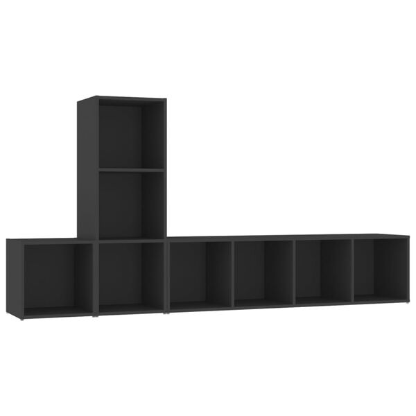 vidaXL Set Mobile TV 3 pz Nero in Legno Multistrato