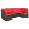 vidaXL Set Divano da Giardino 6 pz Marrone e Rosso polyrattan