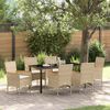 vidaXL Set da Pranzo per Giardino con cuscino 7 pcs Beige polyrattan