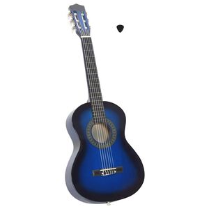 vidaXL Chitarra Classica per Principianti e Bambini Blu 1/2 34"