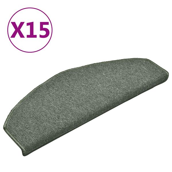 vidaXL Tappetini per scale 15 pz 65x24x4 cm Verde scuro Semicircolari Grandi